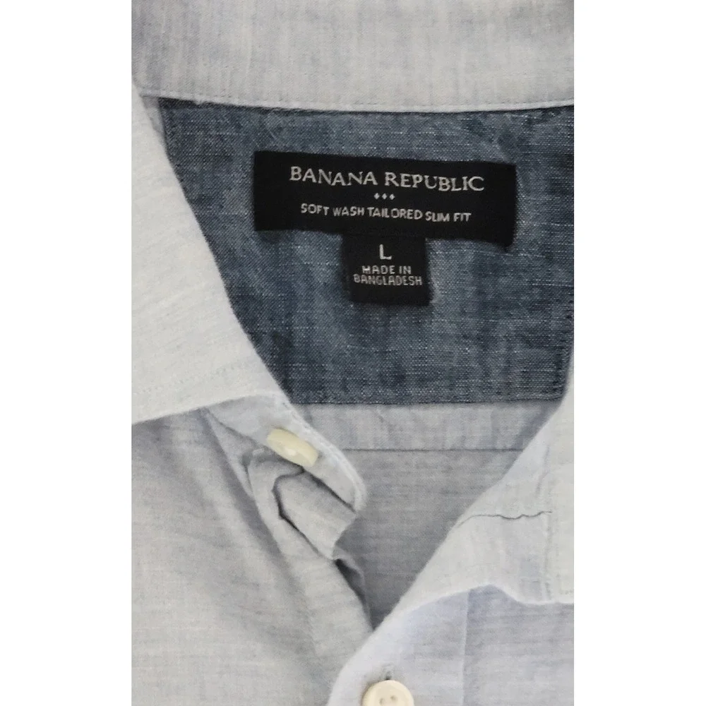Banana Republic Men's Grey‎ Soft Wash Tailored Slim Fit Long Sleeve Shirt Size L
